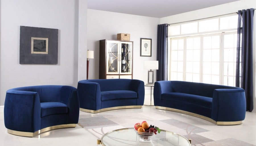 Julia Curved Living Room Collection with Gold Stainless Steel Base
