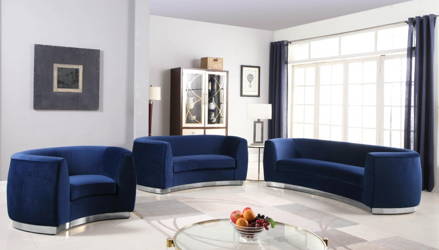 Julia Curved Living Room Collection with Chrome Stainless Steel Base