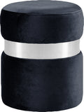 Heidi Round Velvet Ottoman in Grey, Black or Navy