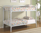Jacob Twin over Twin Metal Bunk Bed in Silver, White, Blue or Black