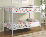 Jacob Twin over Twin Metal Bunk Bed in Silver, White, Blue or Black