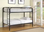 Jacob Twin over Twin Metal Bunk Bed in Silver, White, Blue or Black