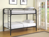 Jacob Twin over Twin Metal Bunk Bed in Silver, White, Blue or Black