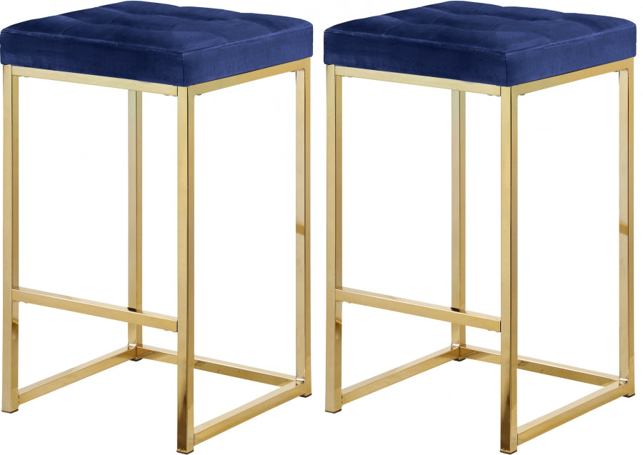 Nick Velvet Stool with Gold Frame in 5 Color Options