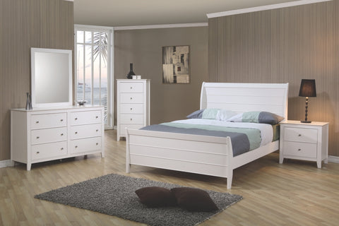Selena Matte White Sleigh Bedroom Collection