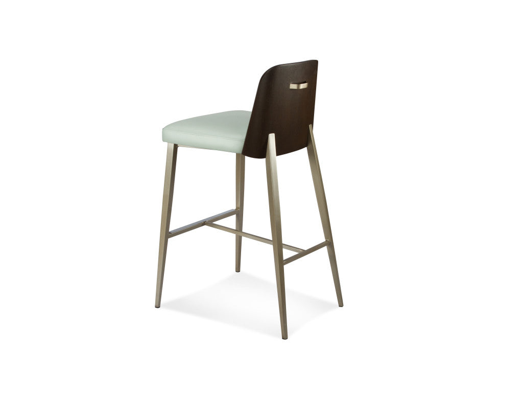 Coco Contemporary Stool with Curve Walnut Back in Counter or Bar Height