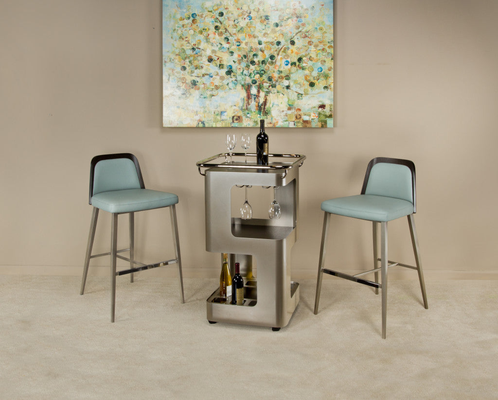 Coco Contemporary Stool with Curve Walnut Back in Counter or Bar Height