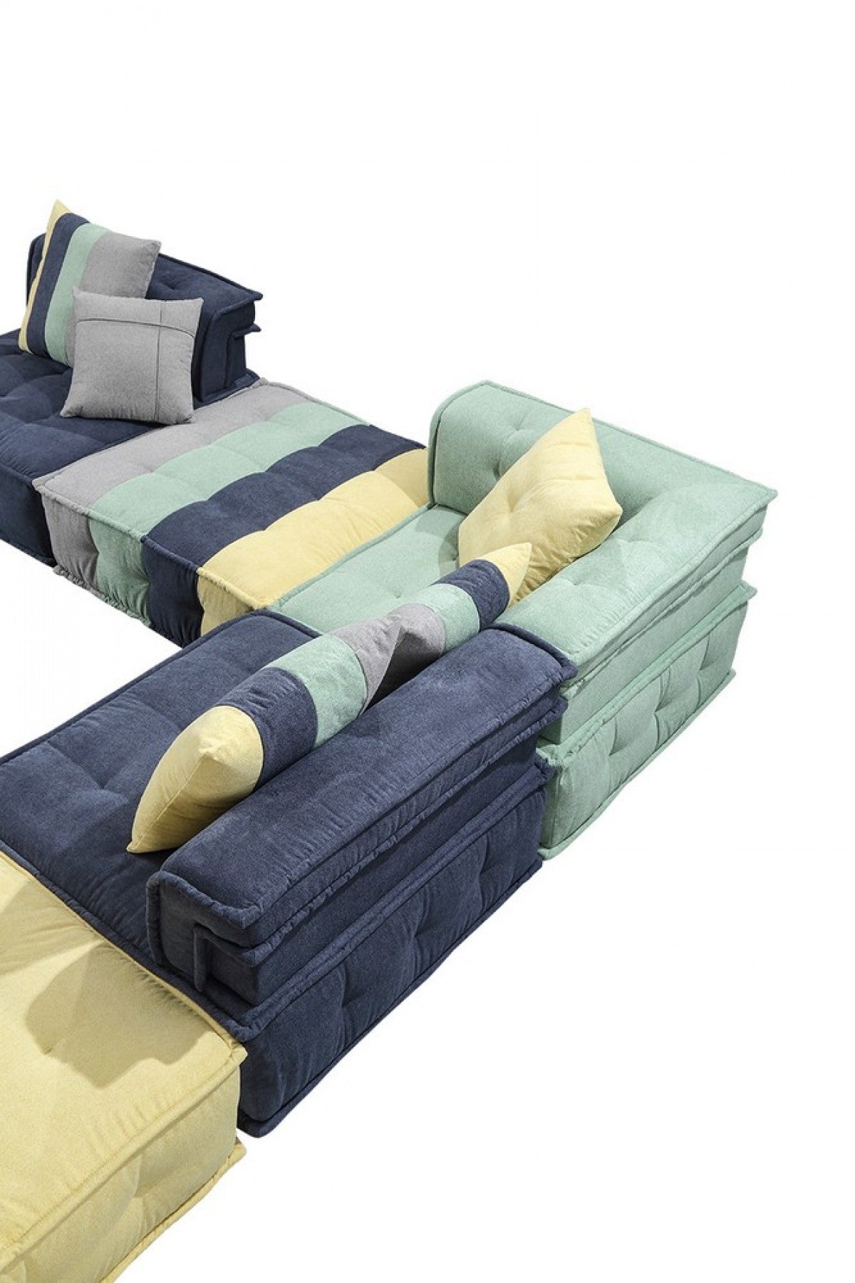 Modern Modular Multicolor Fabric Sectional