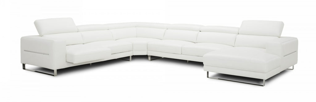 Hawkins Leather Sectional with Adjustable Headrests in Grey or White