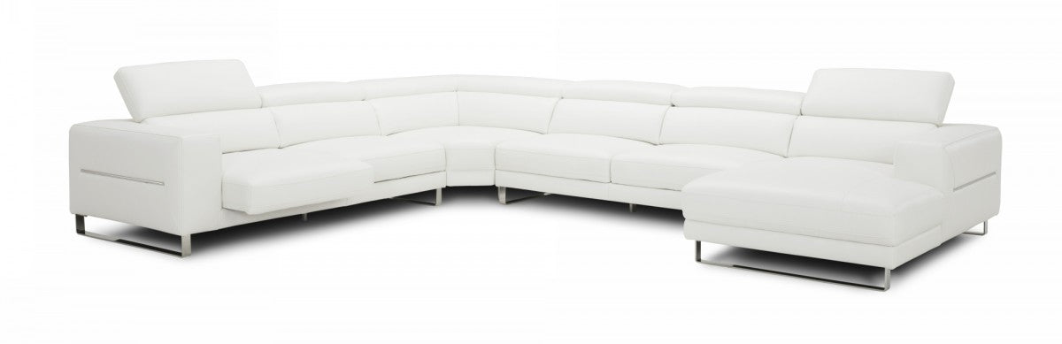 Hawkins Leather Sectional with Adjustable Headrests in Grey or White