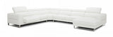 Hawkins Leather Sectional with Adjustable Headrests in Grey or White