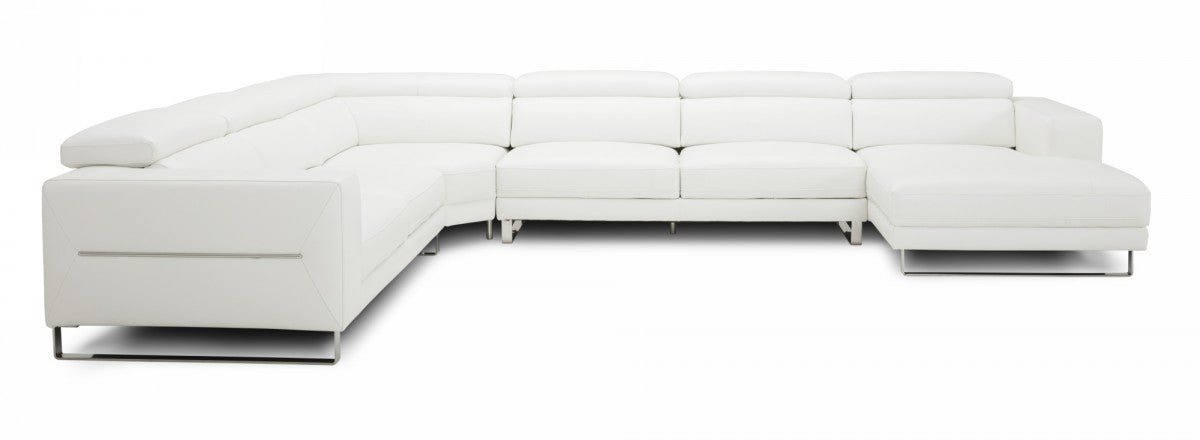 Hawkins Leather Sectional with Adjustable Headrests in Grey or White