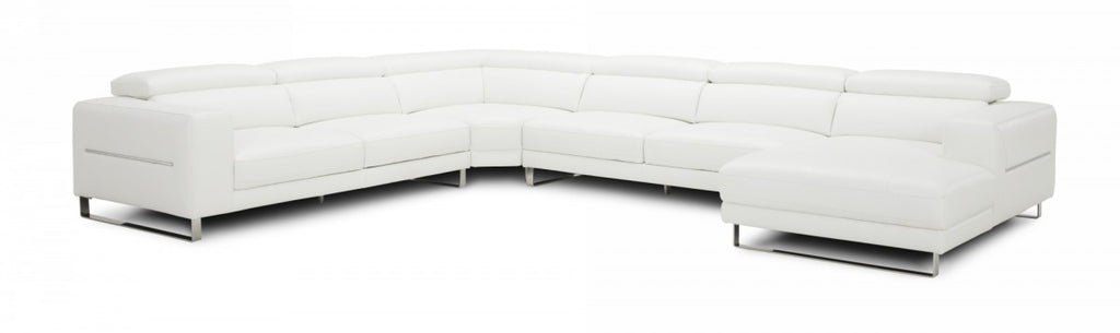 Hawkins Leather Sectional with Adjustable Headrests in Grey or White
