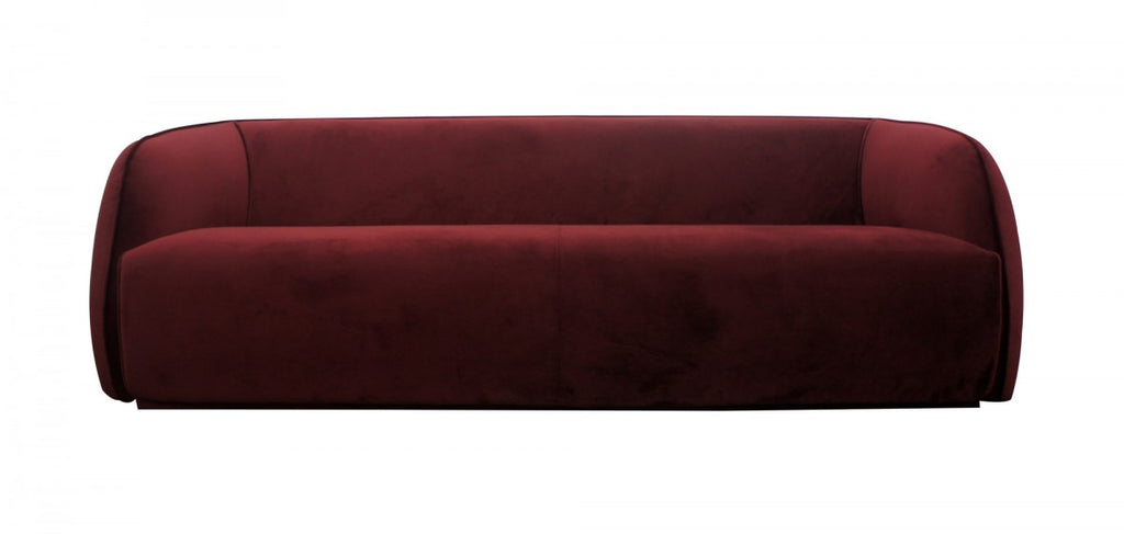 Springer Red Velvet Sofa with Curved Back