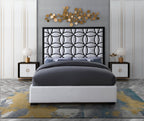 Talman White Velvet Upholstered Bed