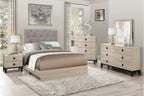 Whitney Bedroom Collection with Grey Tufted Linen Headboard