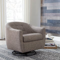 Taupe Barrel Back Swivel Accent Chair