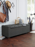 Tufted Grey Fabric Storage Bench
