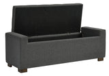 Tufted Grey Fabric Storage Bench