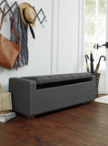 Tufted Grey Fabric Storage Bench