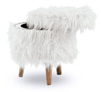White Faux Fur Storage Ottoman