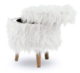 White Faux Fur Storage Ottoman