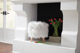 White Faux Fur Storage Ottoman
