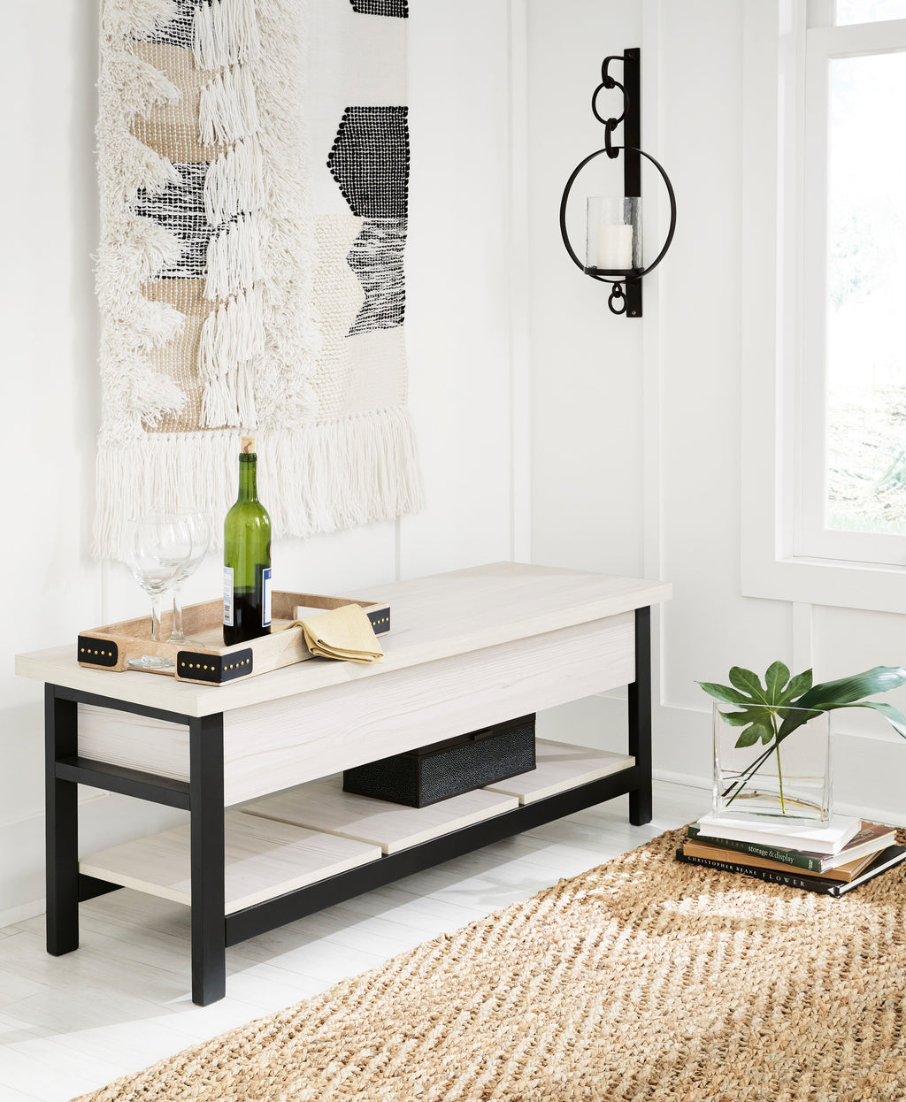 Dual Tone Accent Storage Bench in 2 Color Options