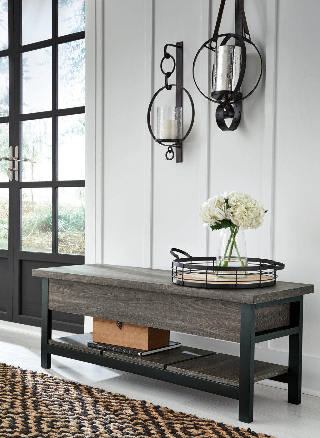 Dual Tone Accent Storage Bench in 2 Color Options