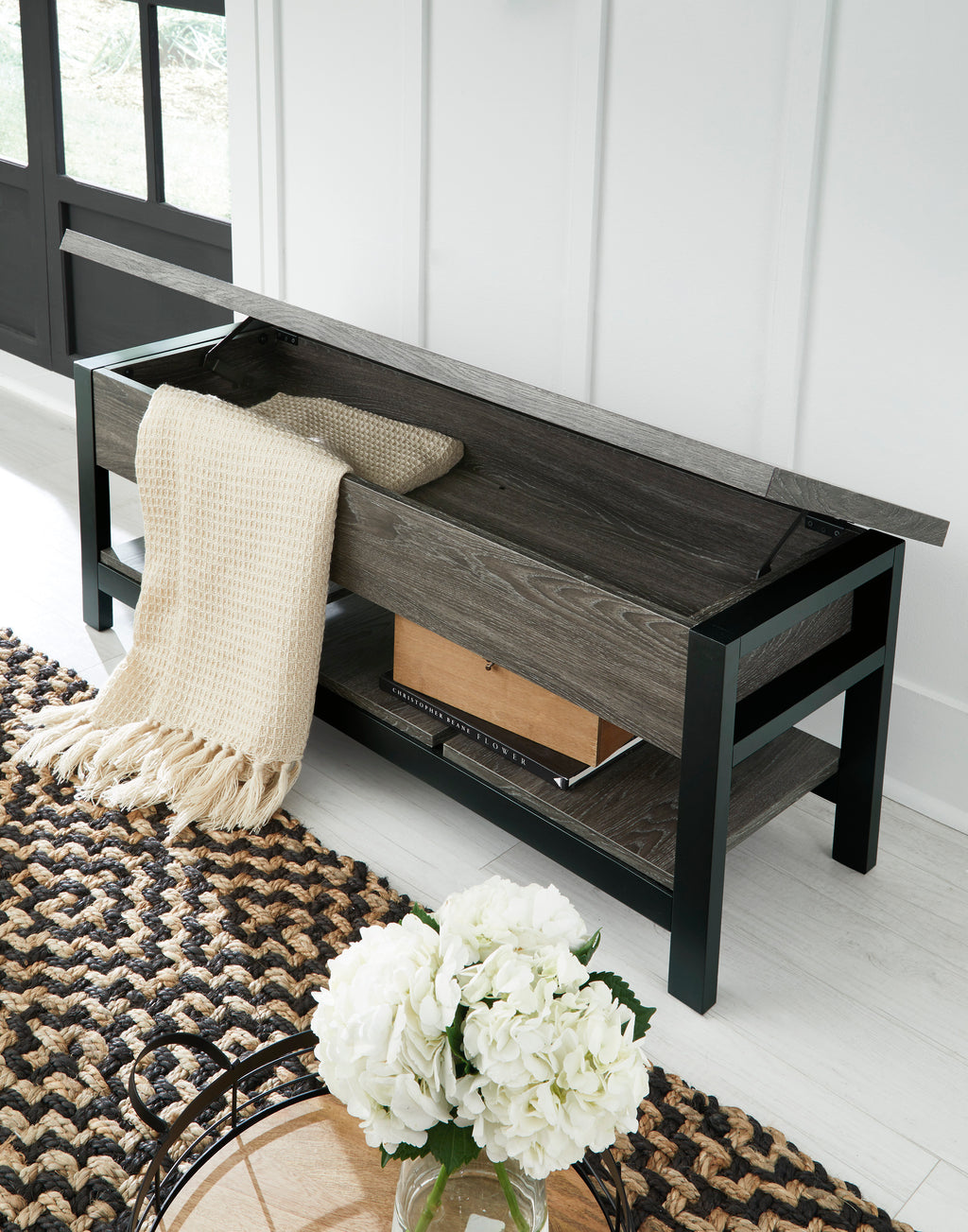 Dual Tone Accent Storage Bench in 2 Color Options