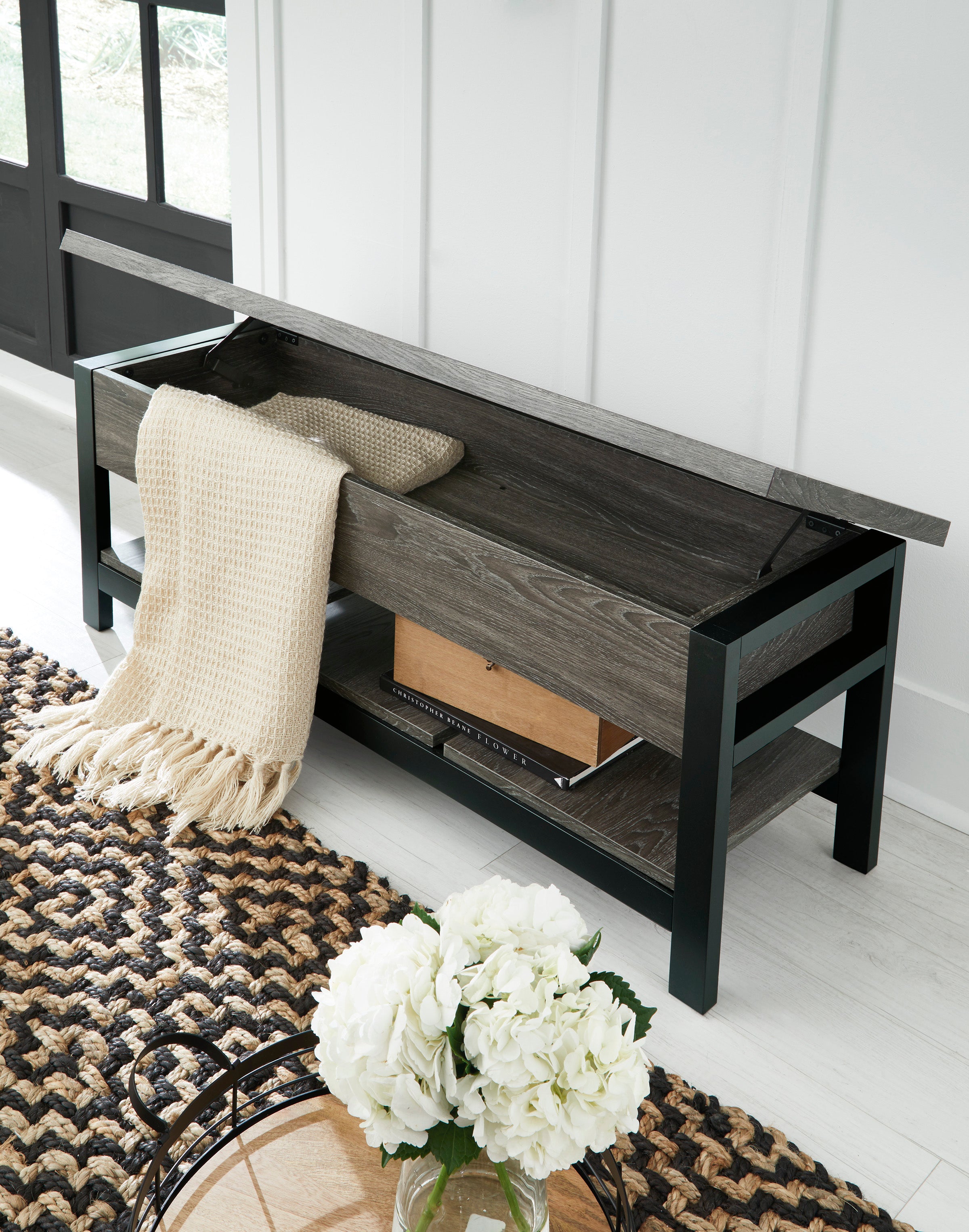 Dual Tone Accent Storage Bench in 2 Color Options