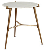 White Marble Accent Table with Tripod Legs