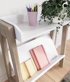 White and Tan Small Accent Bookcase