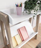 White and Tan Small Accent Bookcase