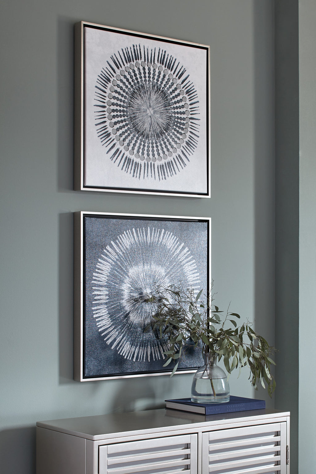 Indigo 2 Piece Abstract Canvas Wall Art Set