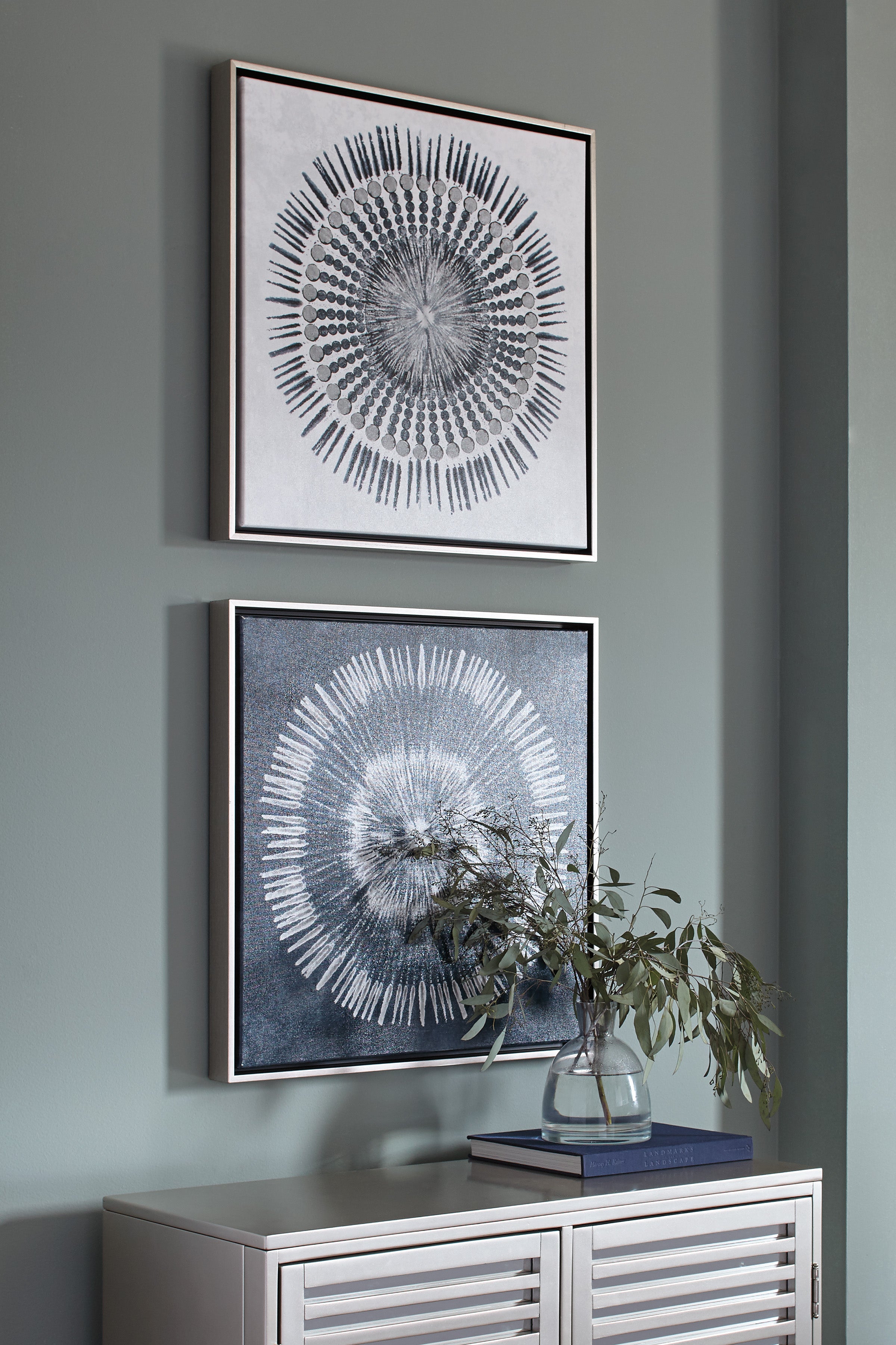 Indigo 2 Piece Abstract Canvas Wall Art Set