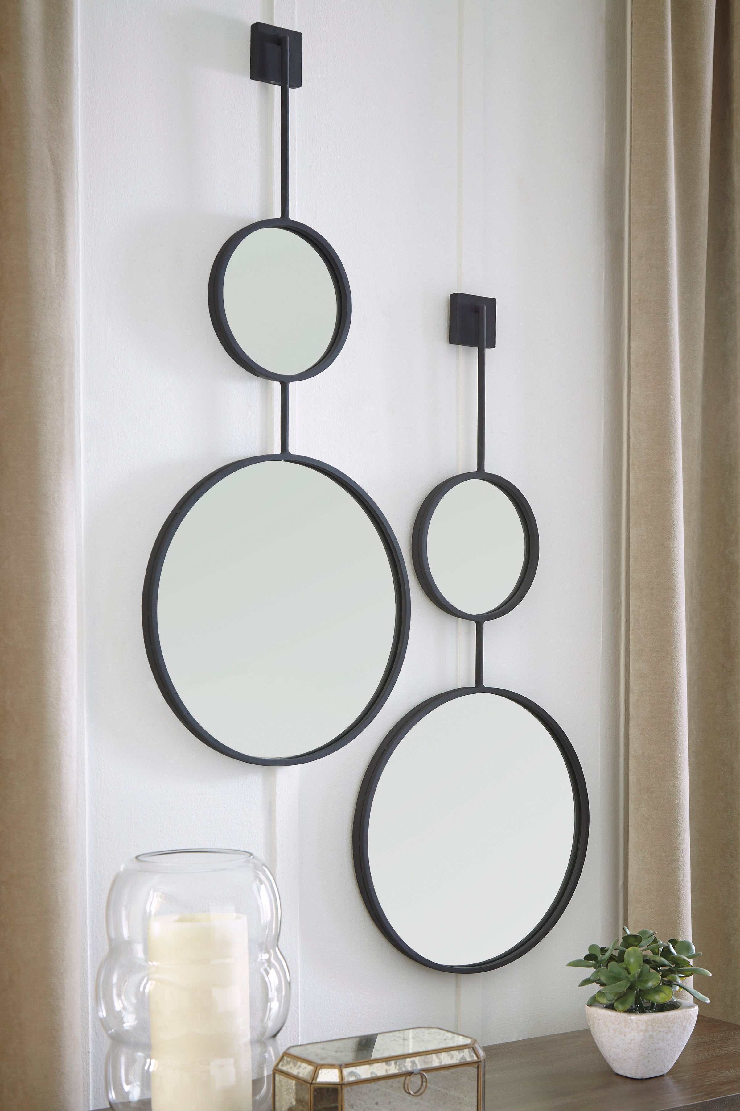 Textured Black Metal Accent Wall Mirror