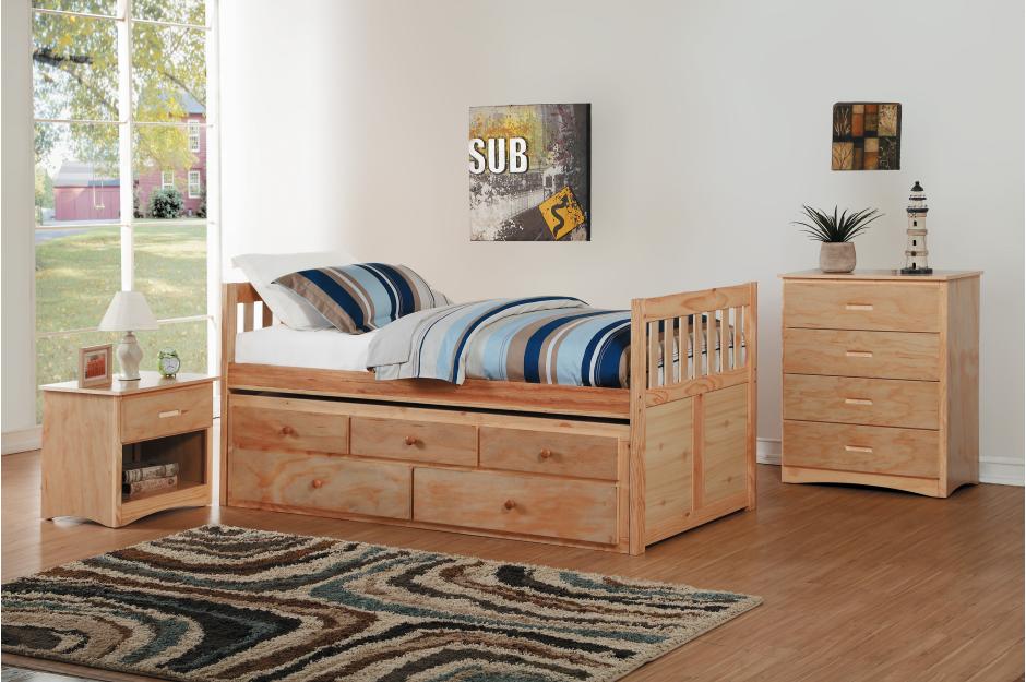 Ryan Twin Trundle Bed in  4 Color Options