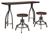 Industrial 3 Piece Counter Height Set