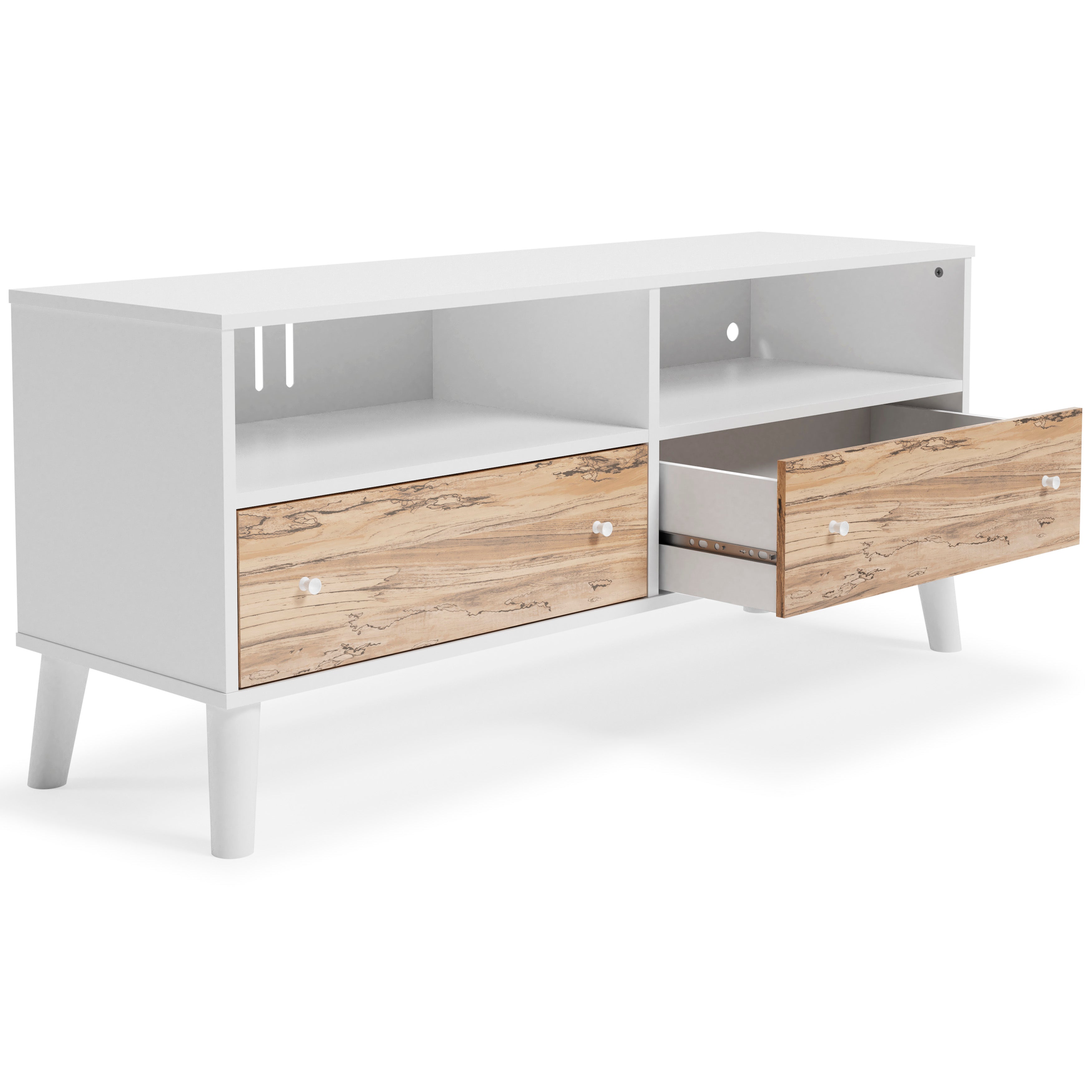 Chic White Dual Tone Mid Century Media Stand