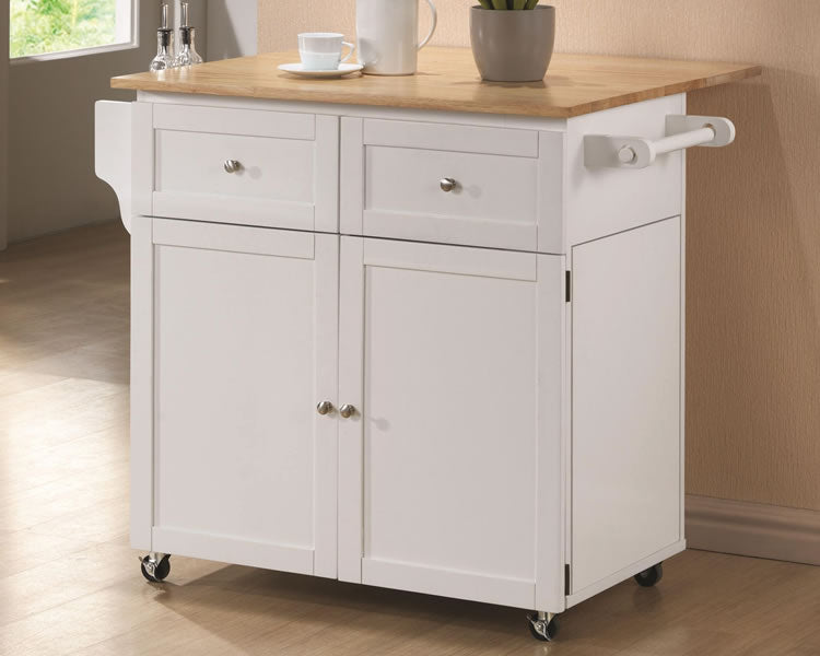 Kitchen Cart with Leaf, Trash Compartment & Spice Rack