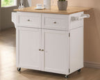Kitchen Cart with Leaf, Trash Compartment & Spice Rack