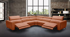 Lorene Leather Reclining Sectional in Rust