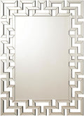 Modern Wall Mirror with Interlocking Greek Key Mirrored Frame