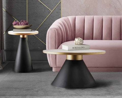 Round White Marble Occasional Tables Collection