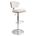 Ravi White Leatherette Adjustable Barstool