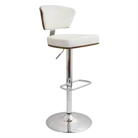Ravi White Leatherette Adjustable Barstool
