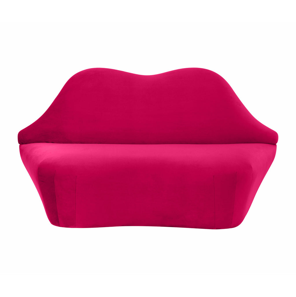 Lips Bright Pink Velvet Settee
