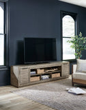 Stan Weathered Grey Media Stand with Optional Fireplace