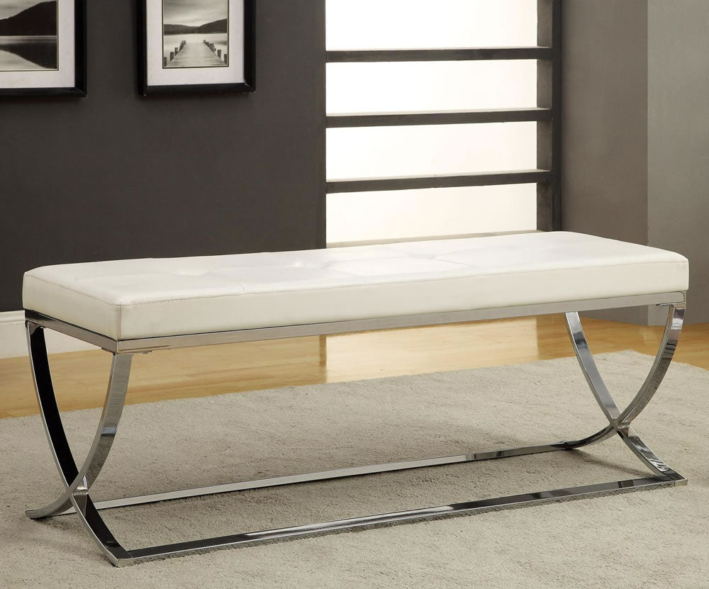 Nova Modern Bench with Chrome Base in Black or White